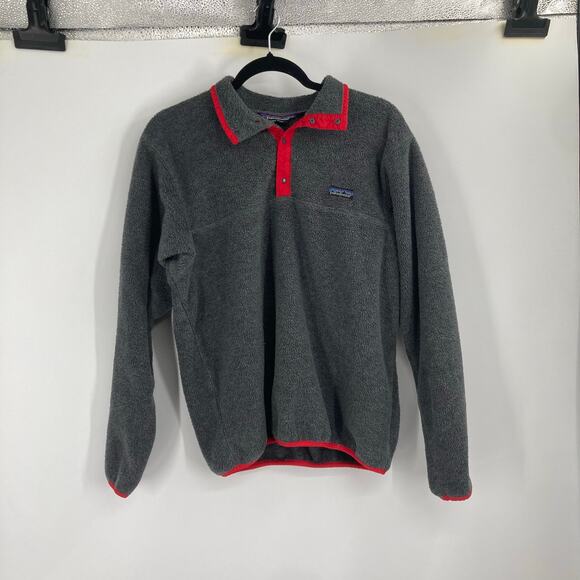 Vintage 90s Patagonia Made in USA Fleece Synchilla Gray Red Men’s Unisex Large - Picture 1 of 9